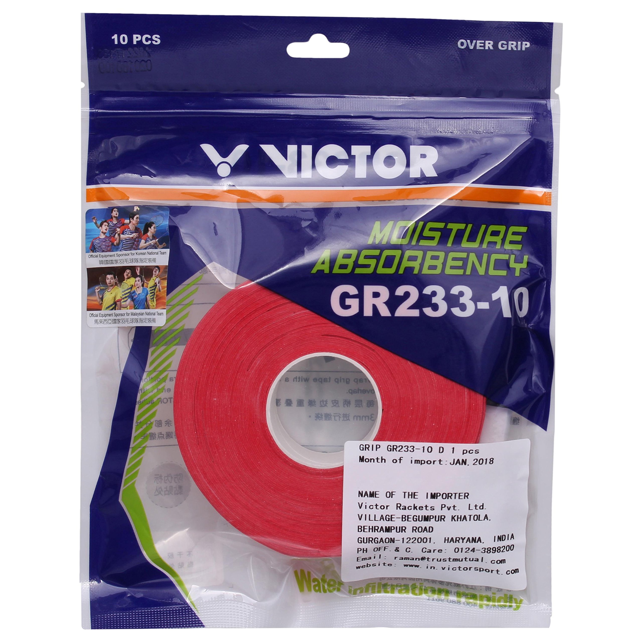 VICTOR Moisture Absorbency Overgrip (GR-233-10) (Official Equipment Sponsor for Korean & Malaysian National Team) (Red)-image-5