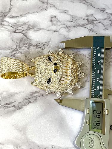 Miniatura 7 de Juego de colgantes de perro pitbull grande con acabado de oro de 14 quilates para hombre, cadena cubana, colgante de animal, dije grande de perro