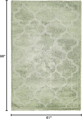 Miniatura 3 de Unique Loom Trellis Shag Collection - Alfombra de felpa geométrica, moderna, marroquí, celosía, verde (5 pies x 8 pies)