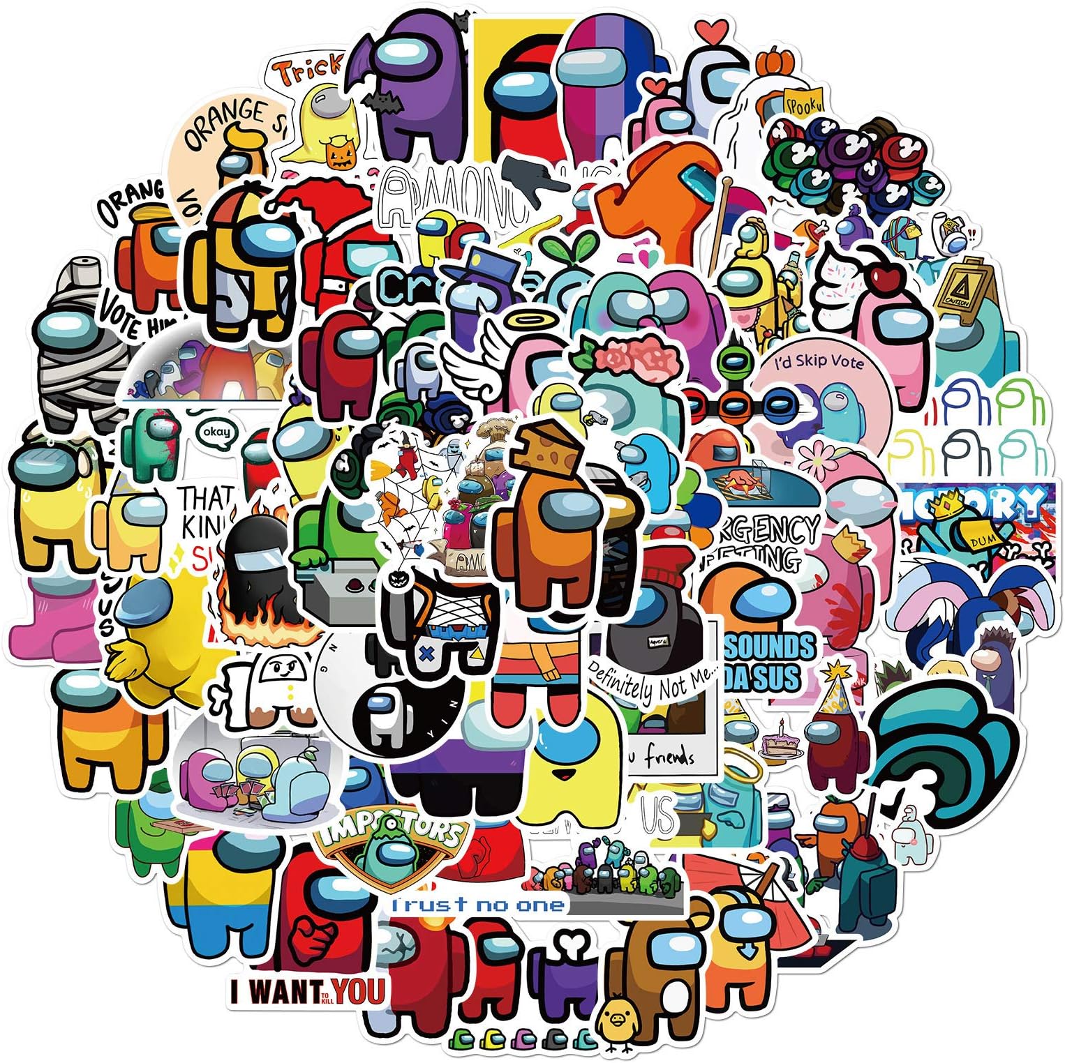 FEMININO Laptop Stickers for Skateboard Guitar Travel Case Graffiti Sticker Door Luggage Car Bike Bicycle Waterproof (Among Us 100)