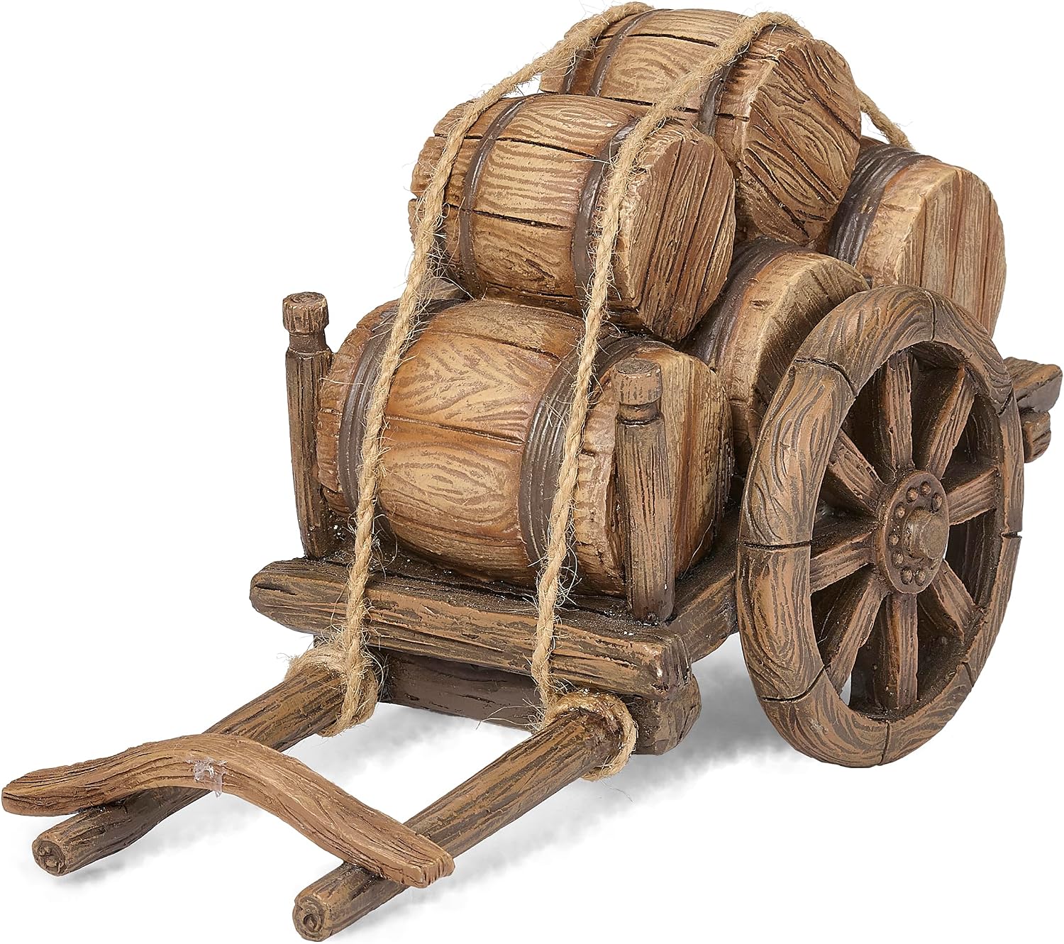 Fontanini by Roman 4.25" Cart with Barrels – Nativity Village Accessory for 5" Scale Figures, Handcrafted Resin Stable Scene Accent
