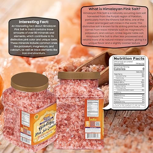 Miniatura 2 de Rani - Gránulos de sal rosa del Himalaya (84 minerales esenciales) 64 onzas (4 libras) tarro PET de 4.0 lbs  Todo natural  Vegano  Apto para gluten