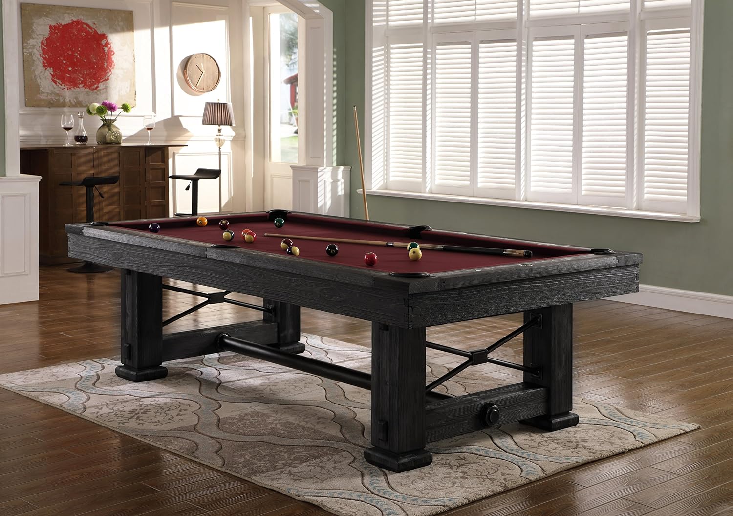Playcraft Rio Grande Pool Table, Weathered Raven - Billiard Table with Hardwood & 3pc Slate System - Perfect for Game Room, Office or Dens - 25 Cloth Colors - 7 Foot and 8 Foot Sizes