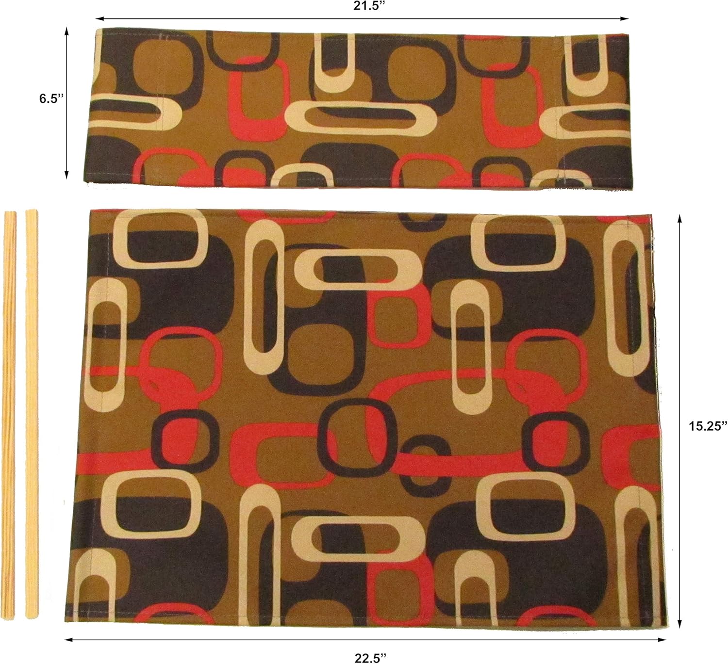 Replacement Waterproof Canvas Cover Set (Flat Stick) - Brown Retro