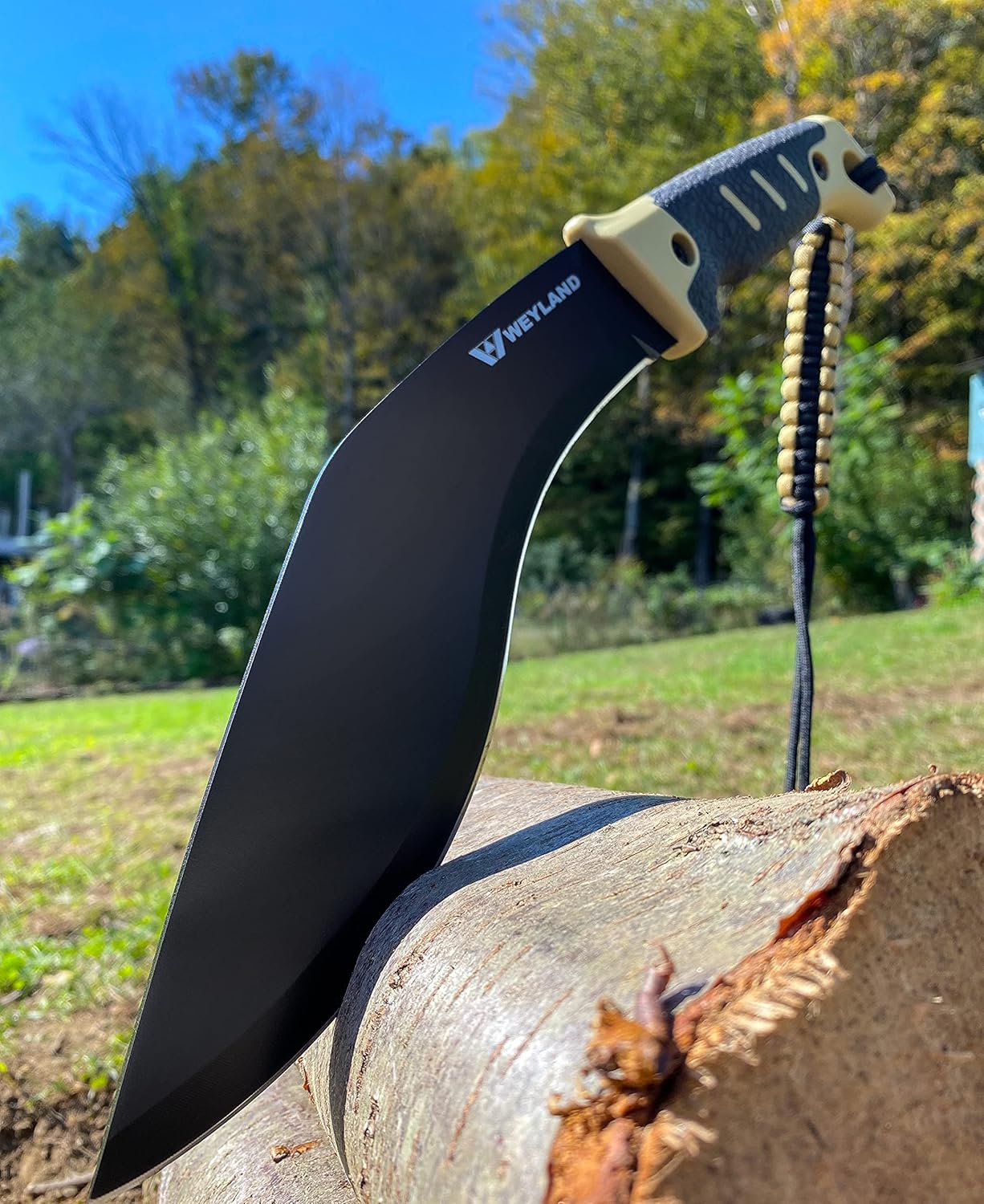 WEYLAND Kukri Machete Knife with Tactical MOLLE Sheath - Fixed Full Tang Steel Blade Machete for Cutting Trees Heavy Duty for Clearing Brush, Yard Work, Gardening, Camping and Hiking - Image 3