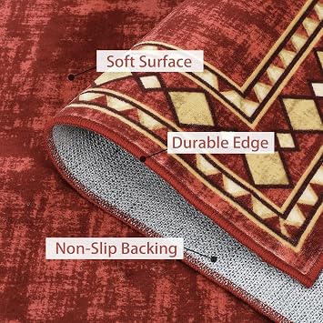 CAROMIO Runner Rug 2x6 Modern Bordered Hallway Washable Area Rug,Maroon