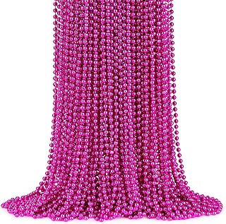 YAXINRUI - 72 collares de cuentas metálicas, 33 pulgadas, 7 mm, cuentas de Mardi Gras, collares de cuentas redondas a granel, collar de disfraz para fiesta de Mardi Gras, eventos festivos de Navidad