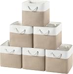 12x12 Storage Cube Bins, 6 Pack Reinforced Bottom Cardboard Foldable Box, Organizer for Closet Shelves, Heavy Home Storage Baskets (White Purple)