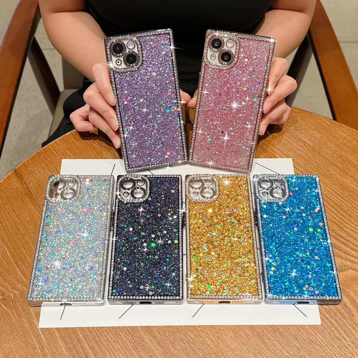 Owncase for iPhone 13 Case Glitter, Crystal Diamonds Shiny Bling Sparkly Electroplated Edge Shockproof Soft TPU Bumper Phone Case for Women Girls, Gold for iPhone 13 6.1" Gold