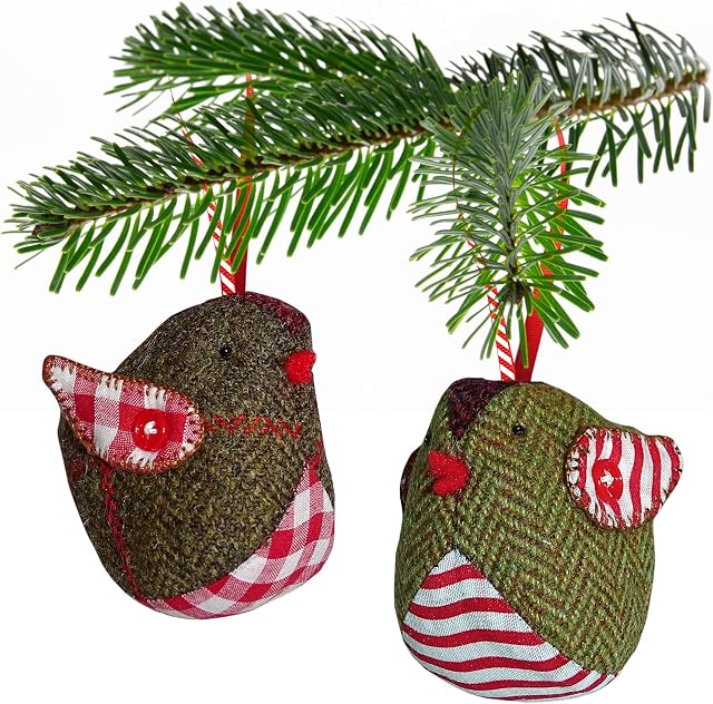 My Fabric Heaven Tweed Robin Sewing Pattern 6 cm Stuffed Soft Bird Christmas Ornament & Easy Photo-Tutorial Booklet. Free Post