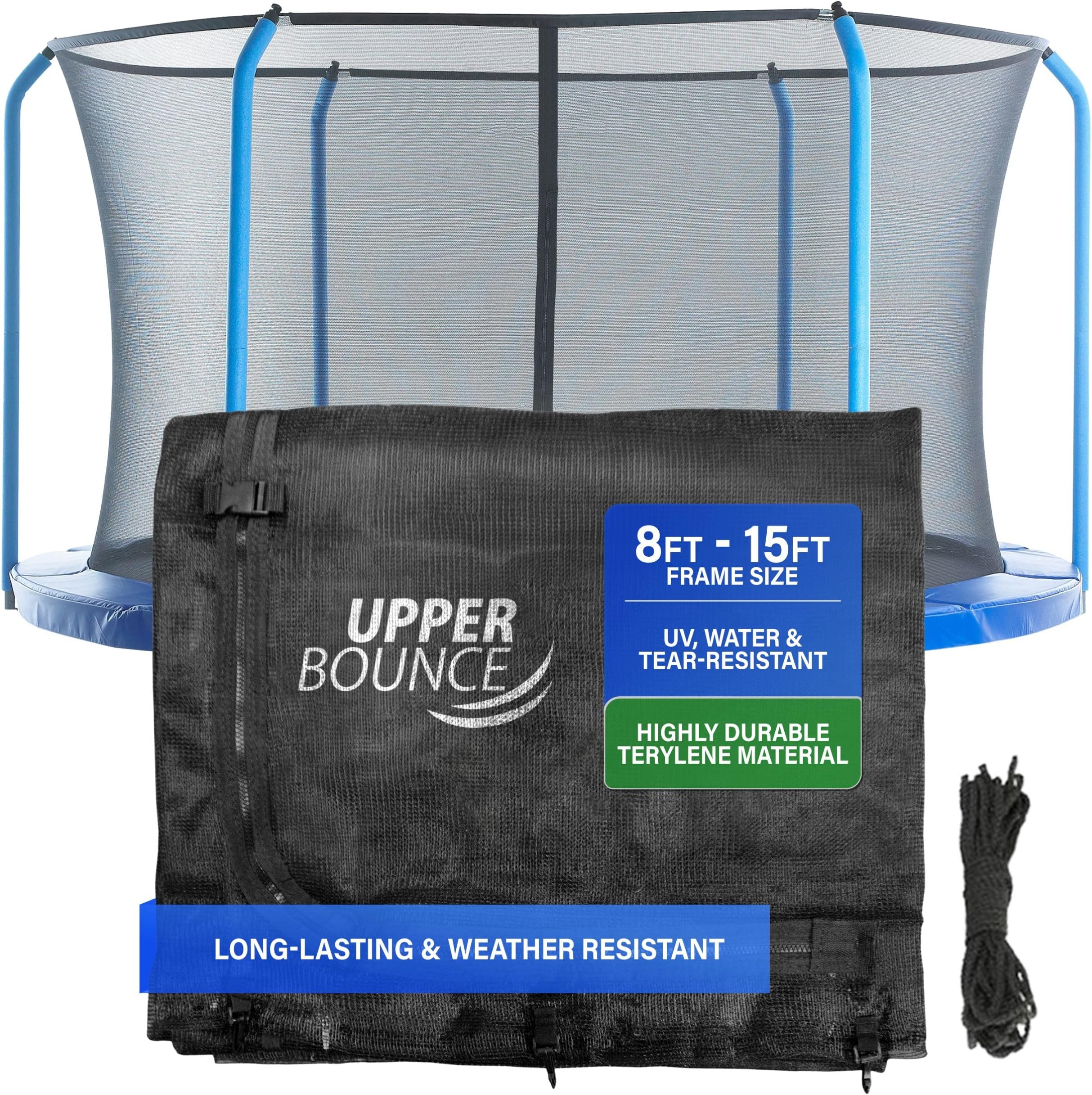 Machrus Upper Bounce Trampoline Net Replacement for Top-Ring Flex Enclosure System, Tear and Weather-Resistant, Lightweight, Foldable