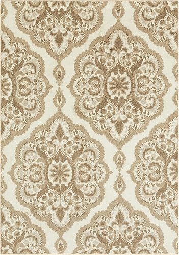 Miniatura 10 de Maples Rugs - Alfombra antideslizante Vivian, para cocina, patrón de medallones fabricada en Estados Unidos, 1.8 x 2.10 pies, color gris