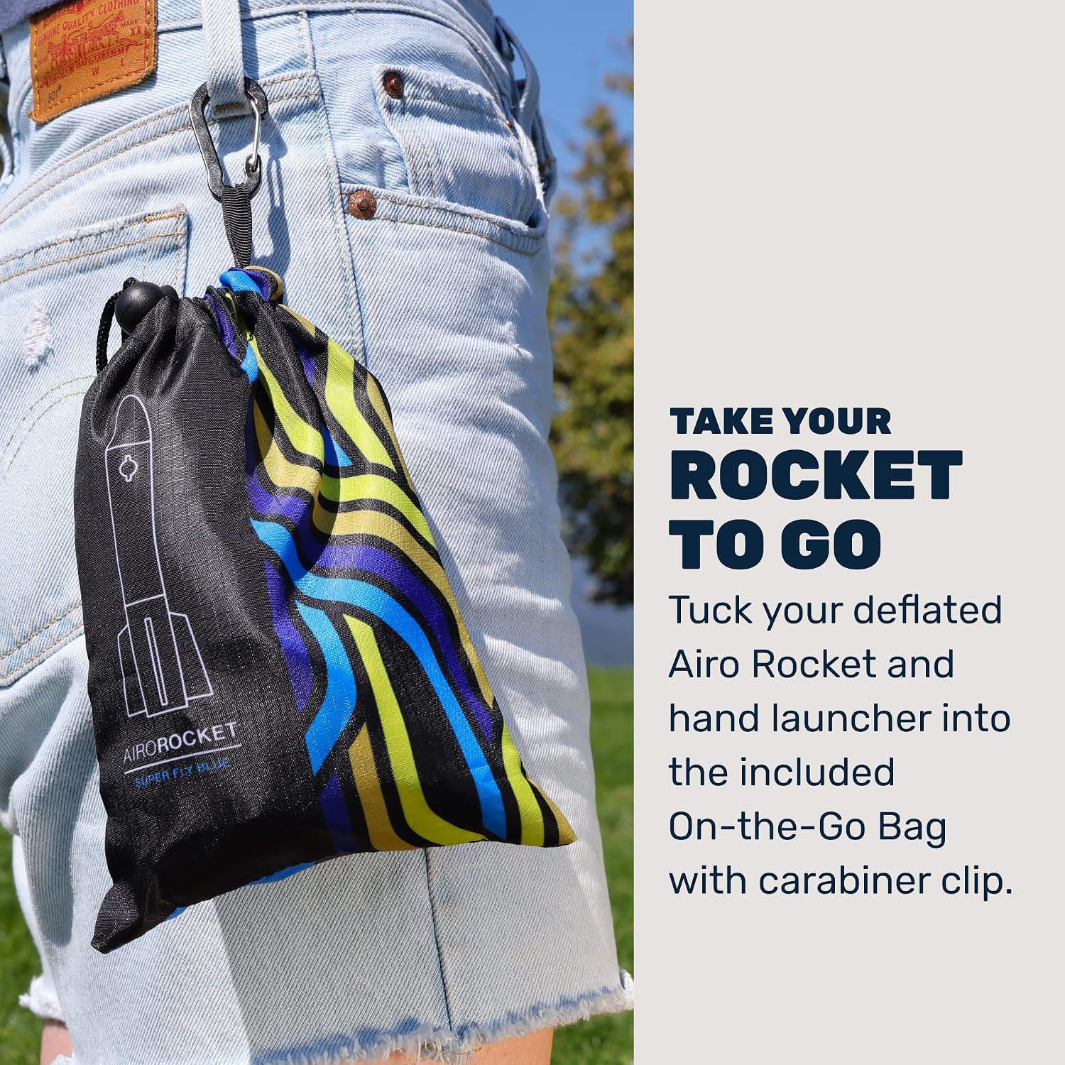Mighty Fun! - Airo Rocket™ Hand Launched Inflatable Rocket Kit - Includes Giant 20 Inch Inflatable Ripstop Nylon Rocket, Hand Launcher and Storage Bag - Soars 150 Feet - Ages 6+