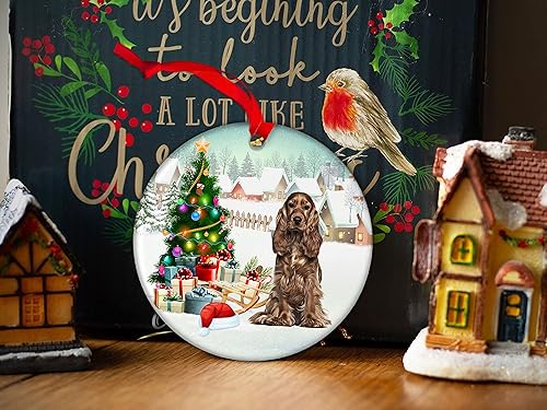 Prezzy Adorno de Cocker Spaniel inglés para decoraciones de árbol de Navidad, regalos lindos para amantes de los perros, para familiares y amigos, Prezzy Adorno de Cocker Spaniel inglés para decoraciones de árbol de Navidad, regalos lindos para amantes de los perros, para familiares y amigos,