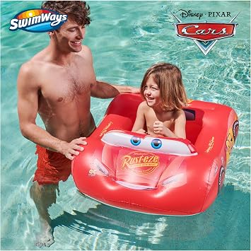 SwimWays Disney Pixar Cars Inflatable Water Boat Vehicle, Inflatable Pool Floats and Kids Pool Toys, Cars Pool Party Supplies for Kids Aged 3 & Up
