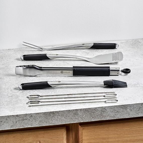 HexClad Hybrid Nonstick 9-Piece Cookware Set, BBQ Grill Pan and 8-Piece BBQ Tool Set, Stay-Cool Handles, Dishwasher and Oven-Safe, Induction Ready, Compatible with All Cooktops