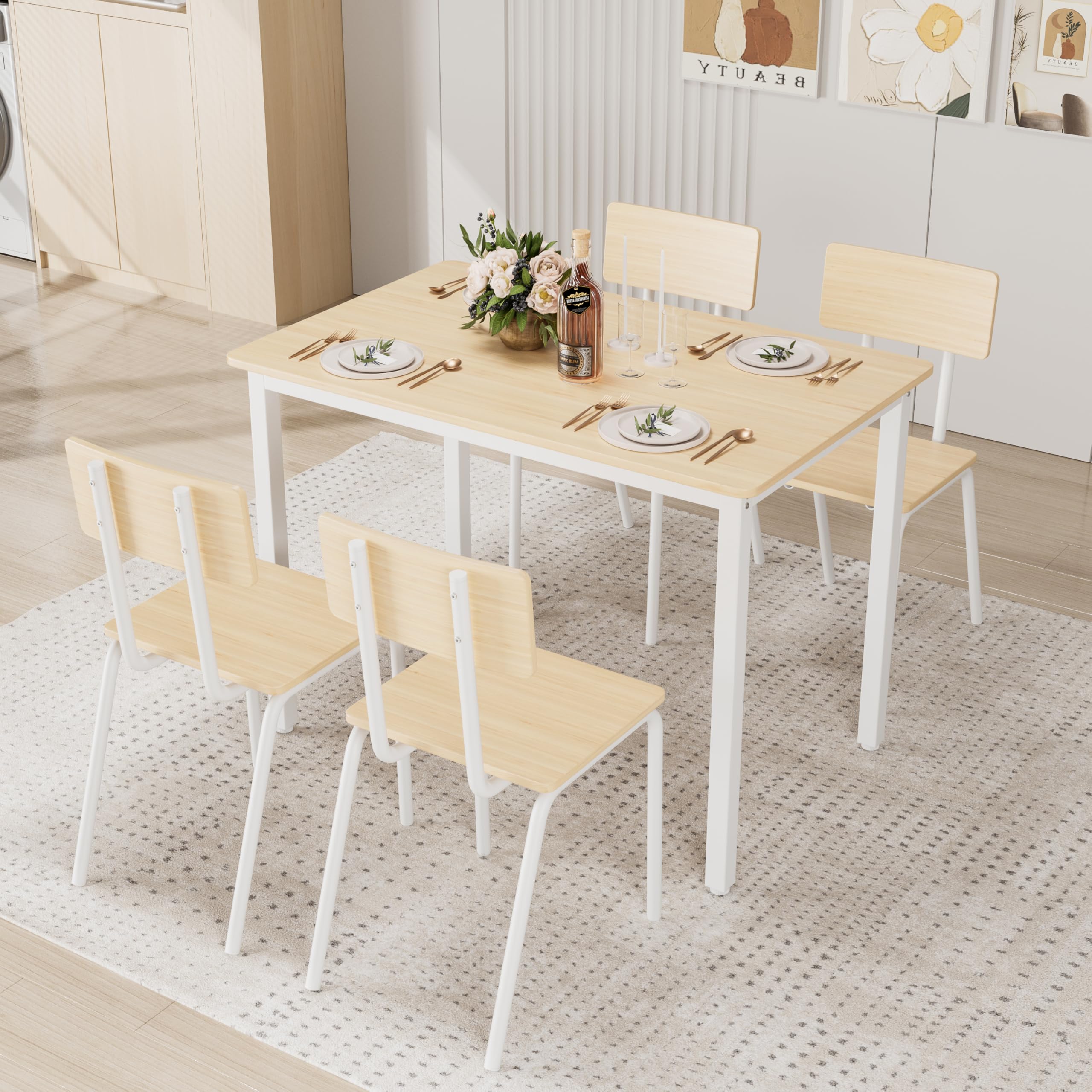 Amazon.com - 5-Piece Dining Table Set with 4 Chairs, Metal