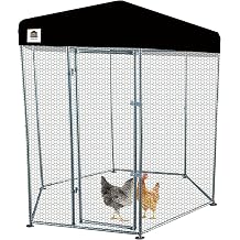 Hexagonal Metal Chicken coop with Cover for Yard, 6x6x7.5ft Large Chicken Run for 4-6 Chickens, Walk-in and Weatherproof Design Duck Pen, Thickened Black UV Protection Cover