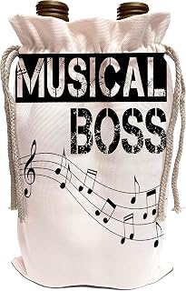 3dRose MacDonald Creative Studios – Music - Musical Boss design with staff and music notes for any musician. - Wine Bag (wbg_300927_1)