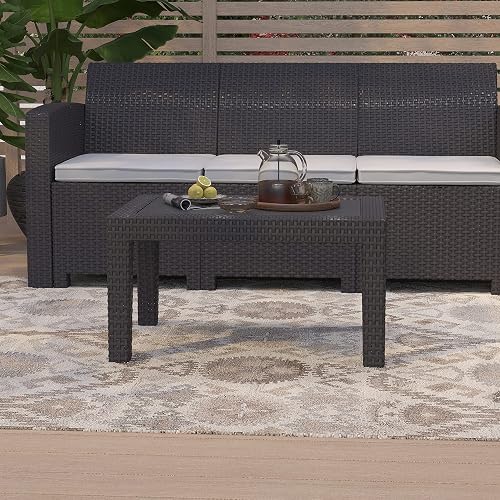 Merrick Lane Malmok Outdoor Furniture Patio Table - Dark Gray