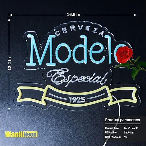 Miniatura 5 de Letrero de neón modelo para decoración de pared, barra de cerveza regulable, luces LED para hombre, cueva, dormitorio, hogar, tienda, pub, bistró,