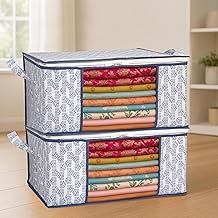 Homestrap set of 2 Heavy-Duty Underbed Storage Bag – 90L Capacity | Waterproof & Dustproof Cover | Large Clothes Organizer for Quilts, Dohars, Sarees, Bedsheets, Jackets & Off-season Clothes – White