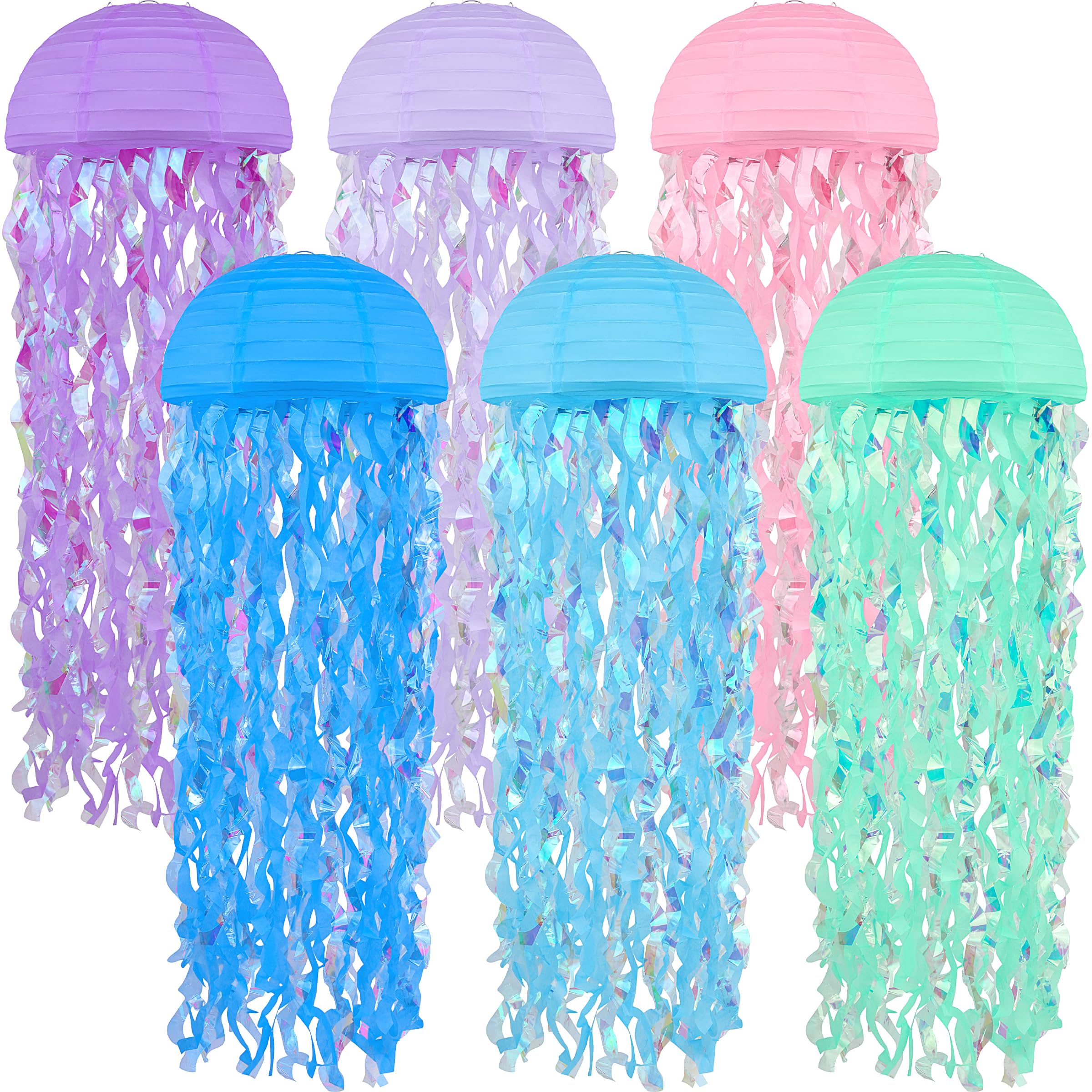 Jellyfish Paper Lanterns 6 Pacs 10 Inch Under The Sea Mermaid Party Baby Shower Decorations Blue Hanging Jelly Fish for Ocean Spongebob Birthday Party