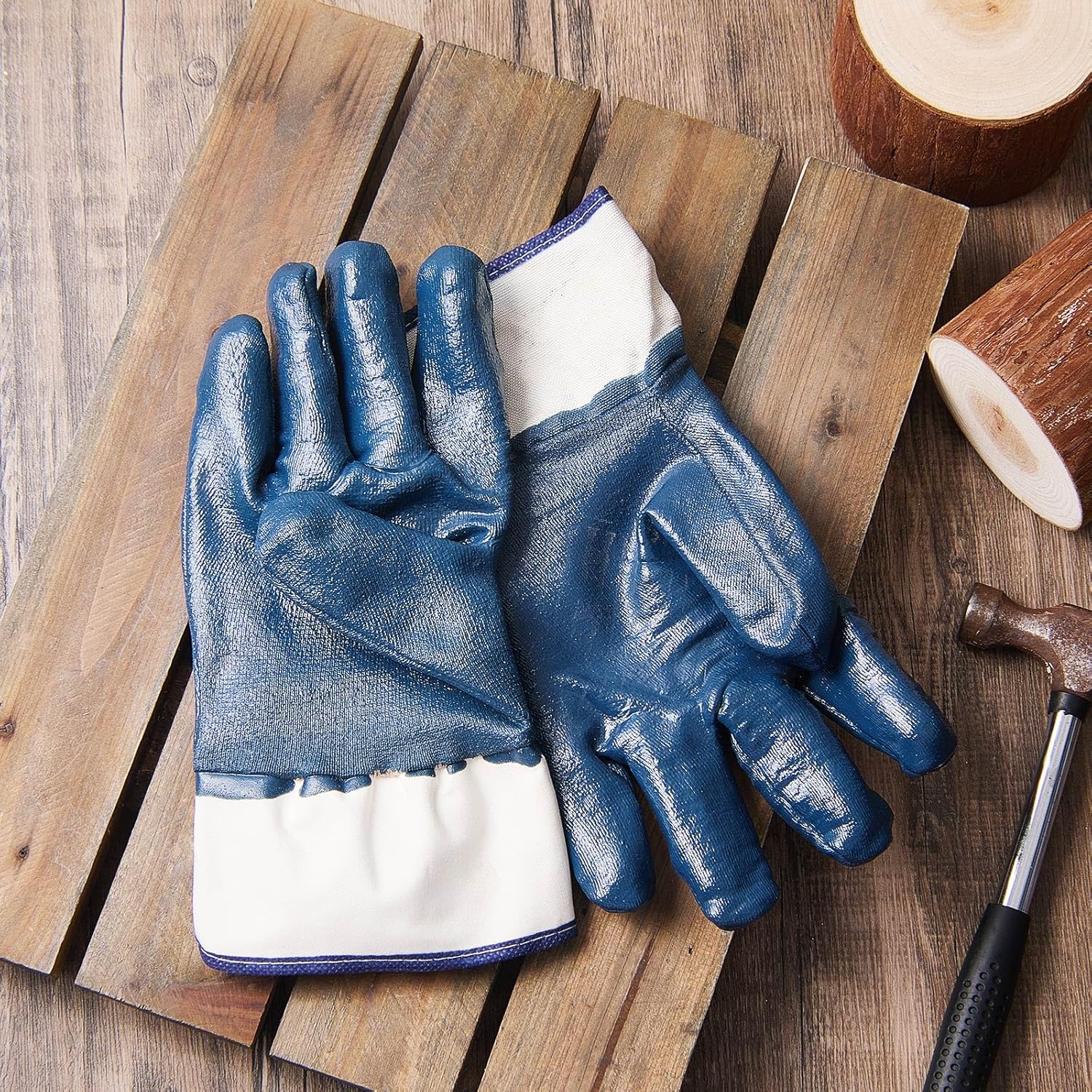 Oil Resistant Gloves for Men, Nitrile Heavyweight Fully Coated Work Gloves, Oil Hauler Chemical Resistant - Image 6