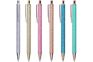 Cute Retractable Sparkle Pens 6 Pack for Women and Girls