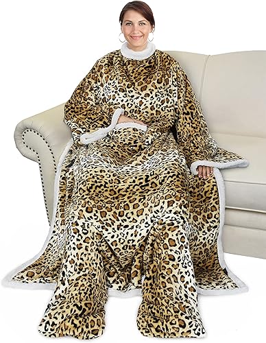 Miniatura 1 de Catalonia Manta de sherpa para llevar puesta, con mangas y compartimientos para los pies, para mujeres y hombres, cómoda y envolvente, idea de