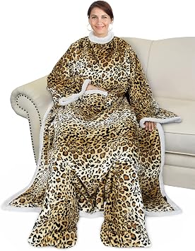 Catalonia Sherpa Wearable Blanket with Sleeves & Foot Pocket for Adults | Dual-Layer Wrap Throw for Extra Warmth, Perfect for Reading, TV Time & Relaxing, Christmas & Birthday Gift for Women & Men