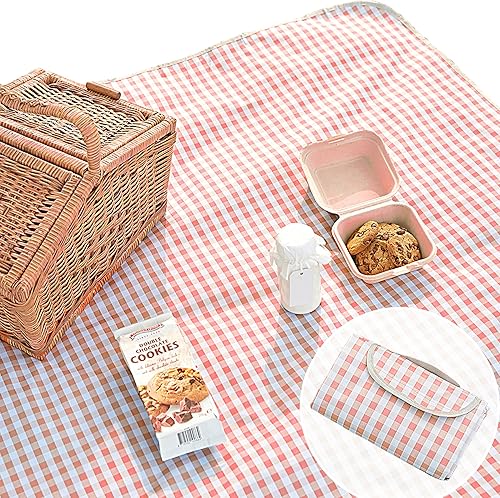 Miniatura 37 de ESLA - Bonita manta de picnic a cuadros, impermeable, plegable, en grande de 80 x 60 pulgadas y extragrande de 80 x 80 pulgadas, manta de playa