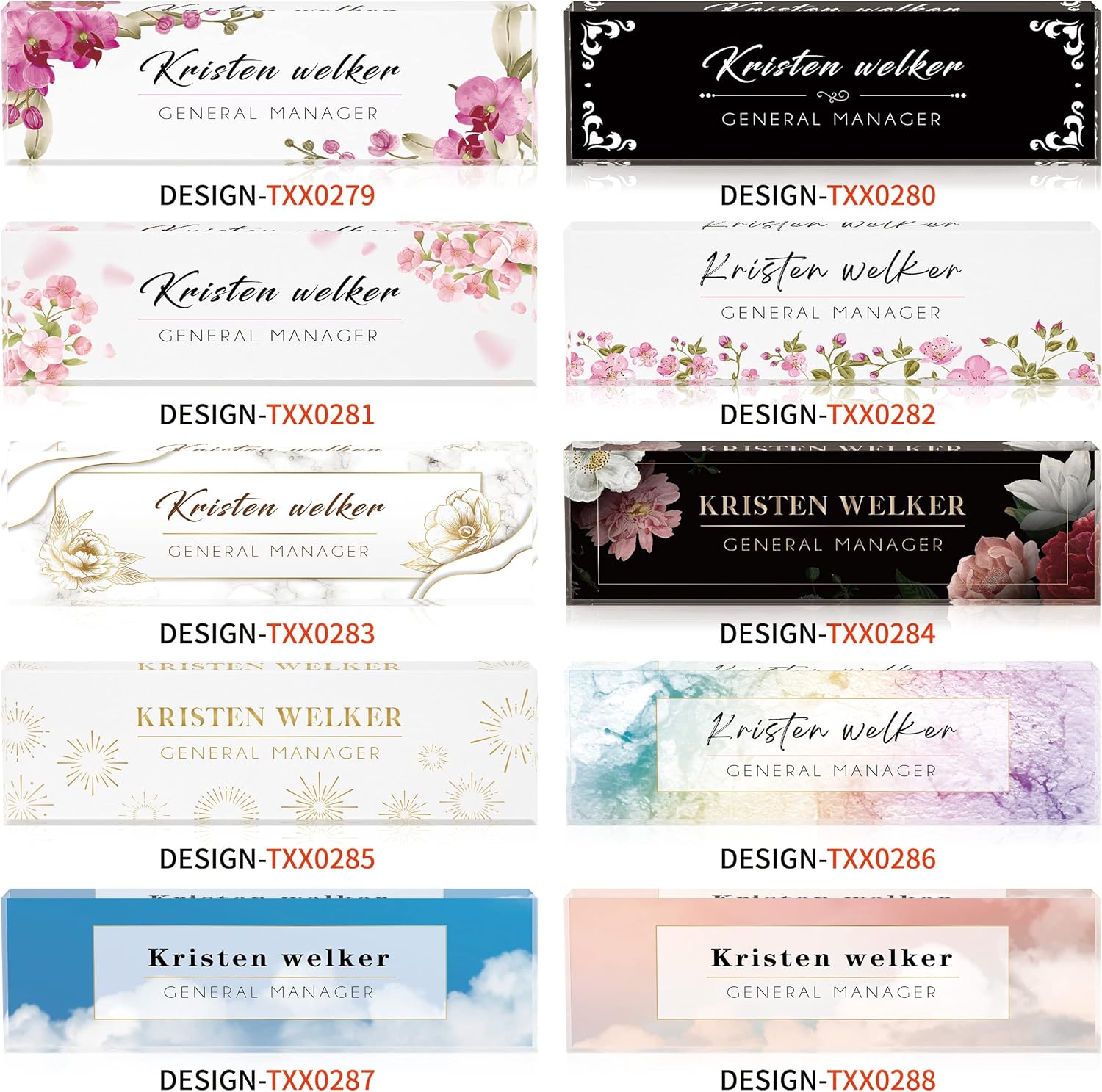 Placa de nombre personalizada para escritorio de oficina, placas de nombre personalizadas para escritorios, bloque acrílico cristalino, regalos de