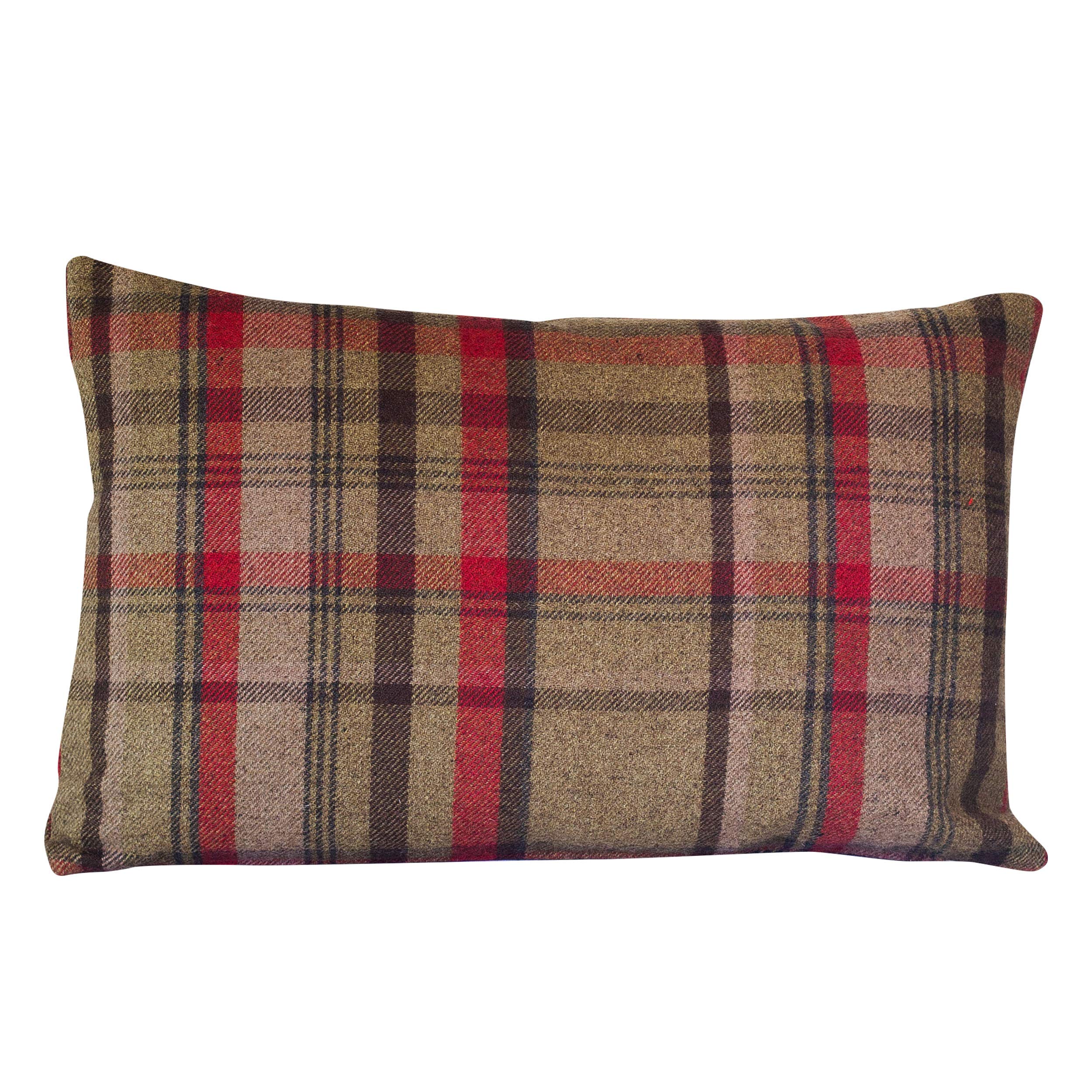 Linen Loft Cosy Checked XL Rectangular Cushion Cover in Red and Green. Double Sided. 23x15 (58 x 38cm). Balmoral Style Highland Tartan Check.