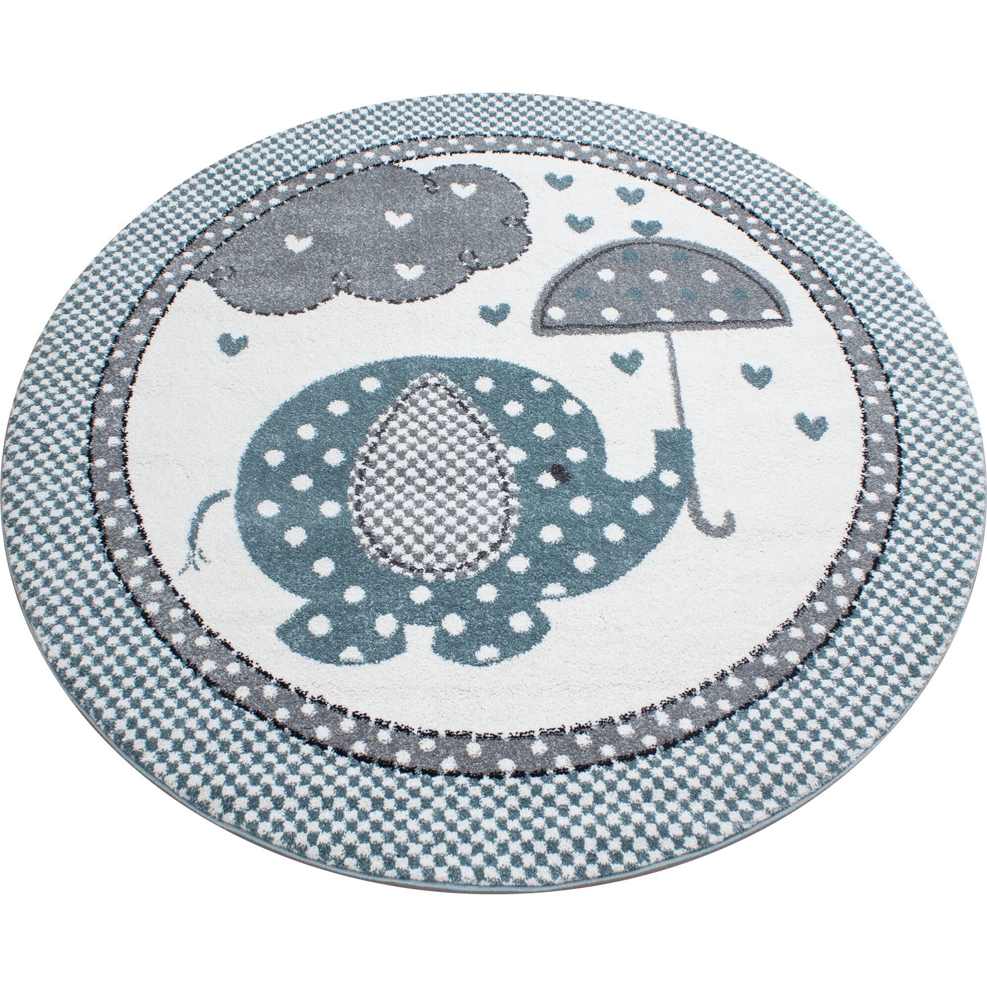 Giantore Children's Room Short Pile Rug Elephant Flat Pile Children's Rug