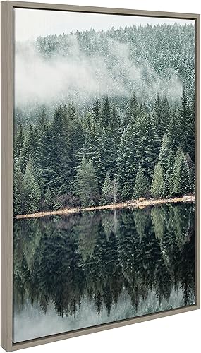 Miniatura 7 de Kate and Laurel Sylvie Evergreen Reflections - Lienzo enmarcado para pared, diseño de reflejo de Emiko y Mark Franzen de F2Images, 23 x 33 pulgadas,