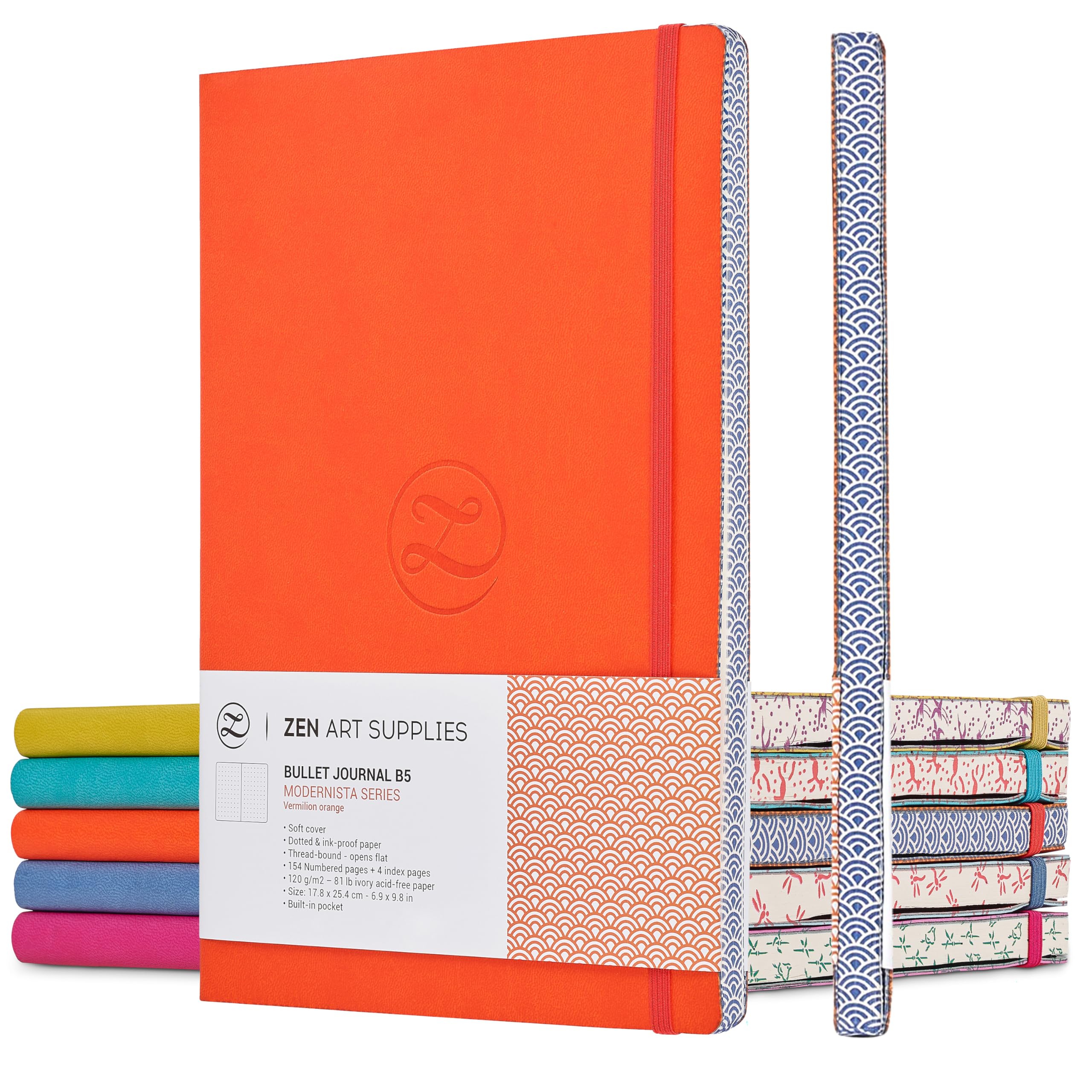 Soft Cover Large B5 Dotted Journal - Enjoy Bullet Journaling with a 7x10-inch, Non-Bleed Thick 120gsm Paper, Dot Journal in Orange, Japanese Edge