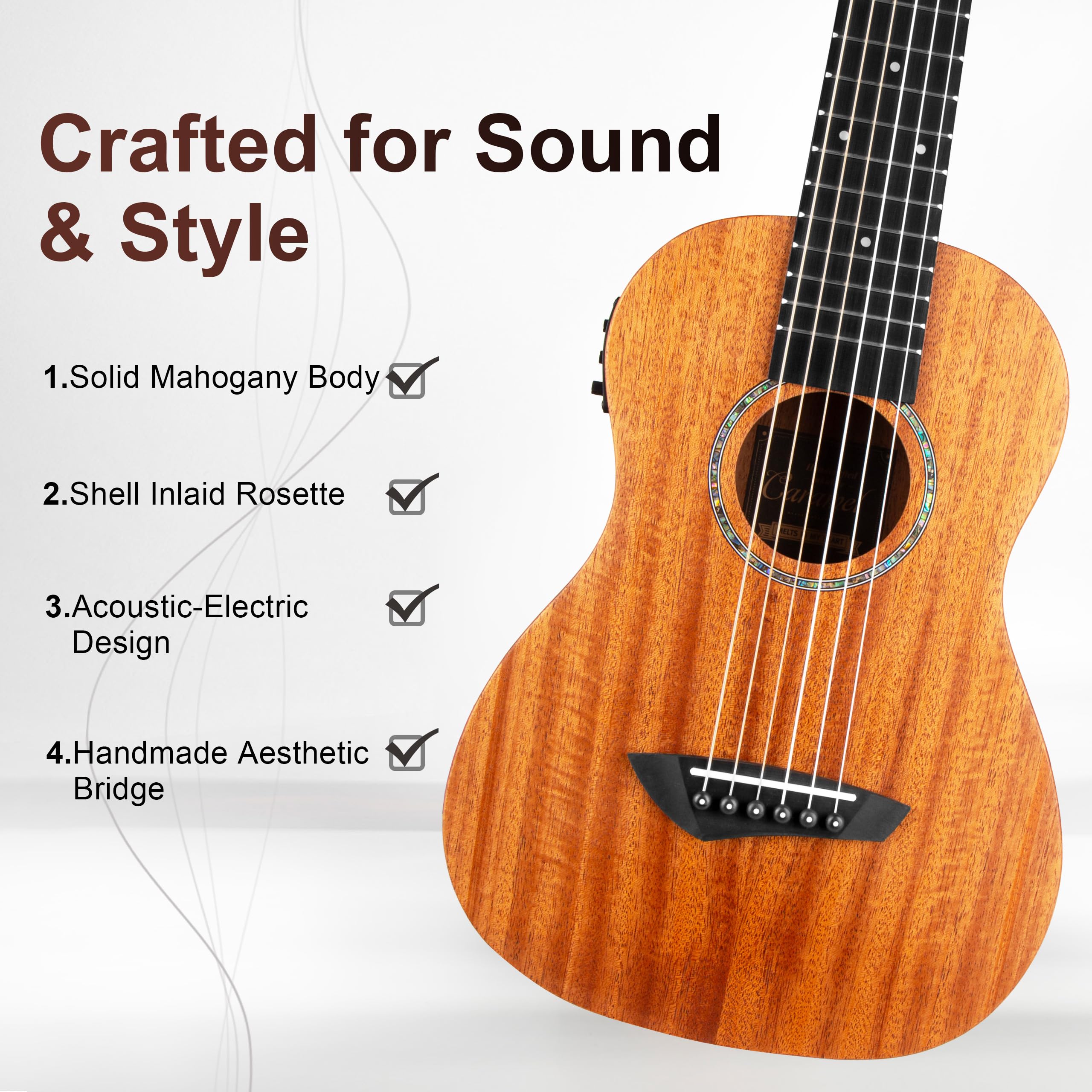 Amazon.com: Caramel 30 inch All Solid Mahogany 6 String Ukulele