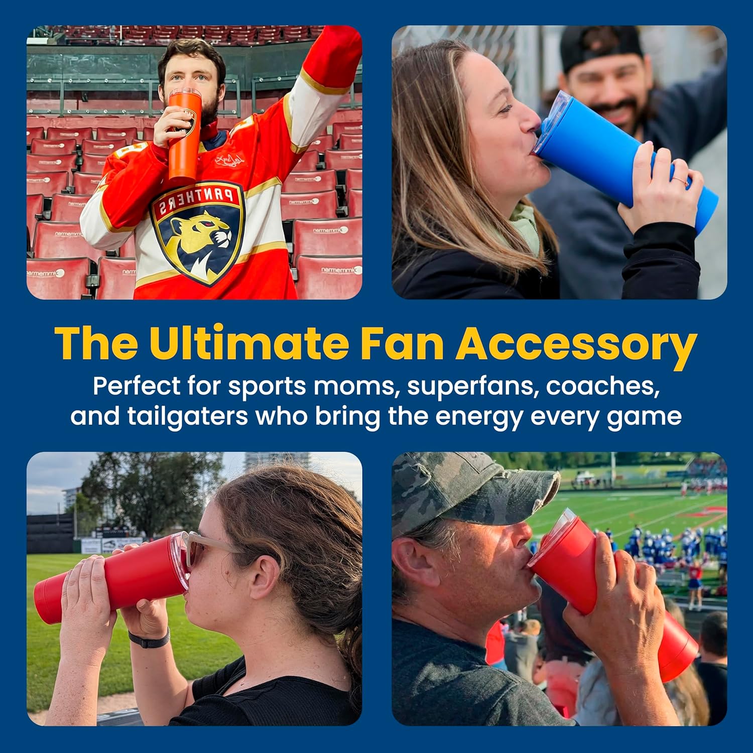 The LoudCup Blow Horn Tumbler, Cheer & Sip 2-in-1 Reusable Water Bottle with Built-In Horn for Sports Games, Tailgates, Parties & Events, BPA-Free