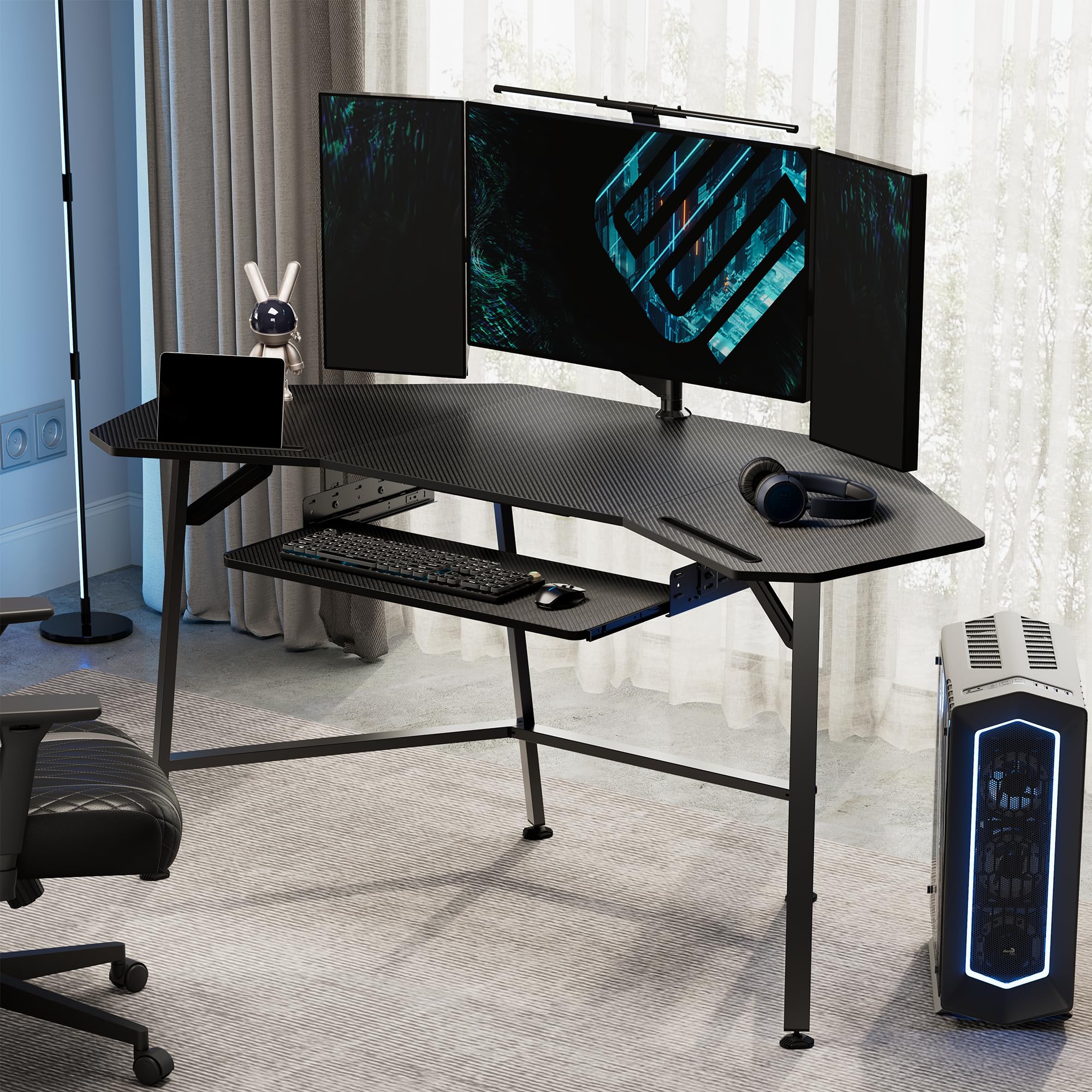 EUREKA ERGONOMIC Support Clavier Coulissant Réglable sous Bureau, Plateforme Coulissante 71 x 28 cm pour Clavier et Souris, Tiroir en Bois pour Bureau à Domicile, Noir