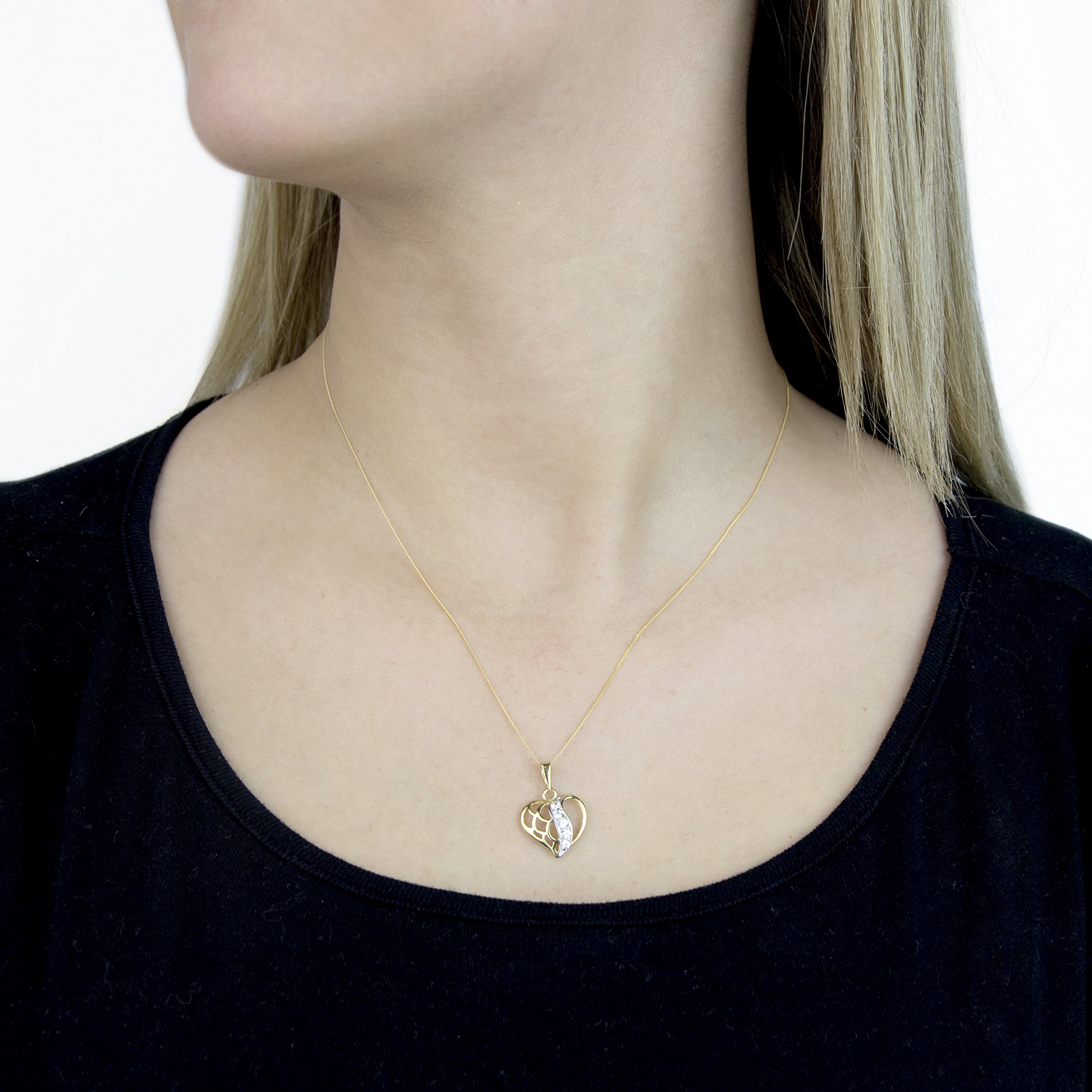 Carissima Collar de mujer con oro blanco de 9 quilates (375/1000), circonita, 46 cm
