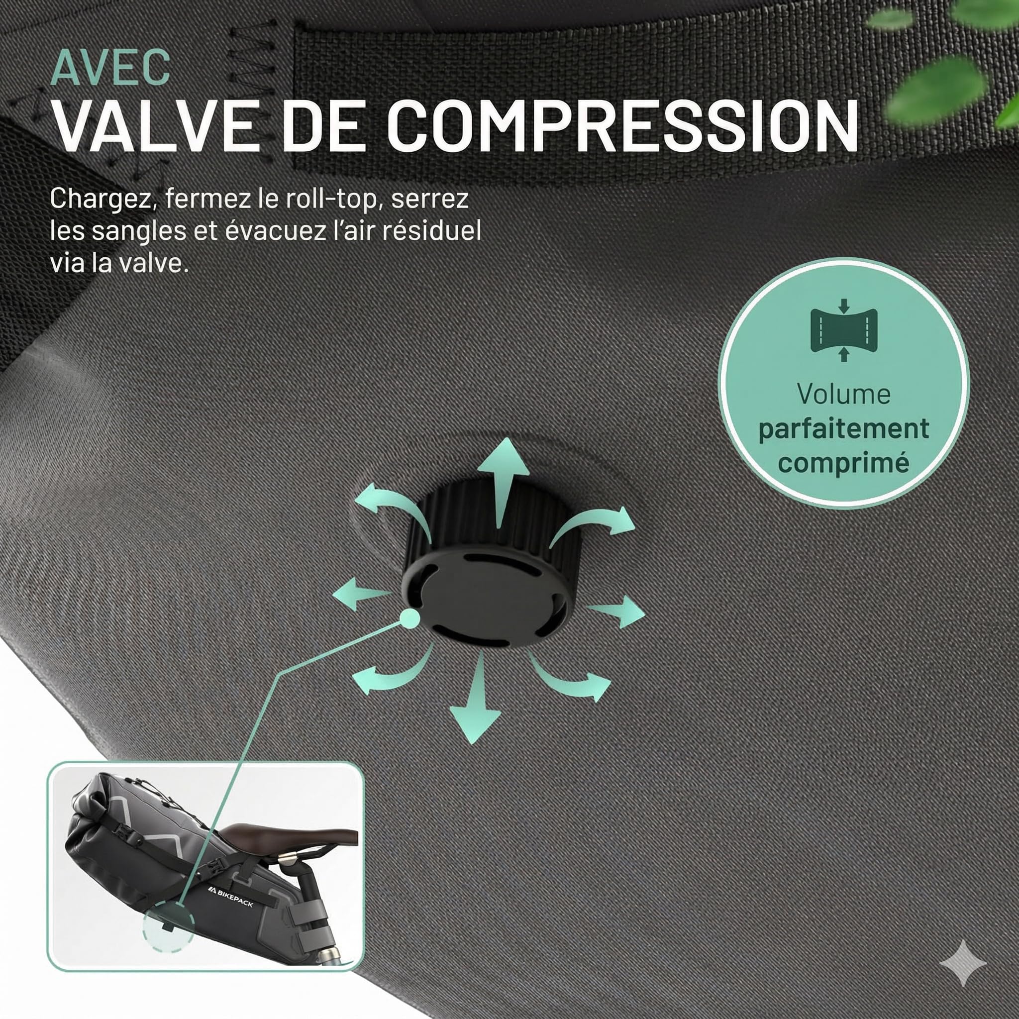BIKEPACK Sacoche de Selle Vélo 15L Étanche - Bikepacking Gravel Route VTT | Sacoche vélo sans porte-bagages: rolltop 100% étanche, fixation sans outil, sacoche bikepacking pour gravel, route et VTT