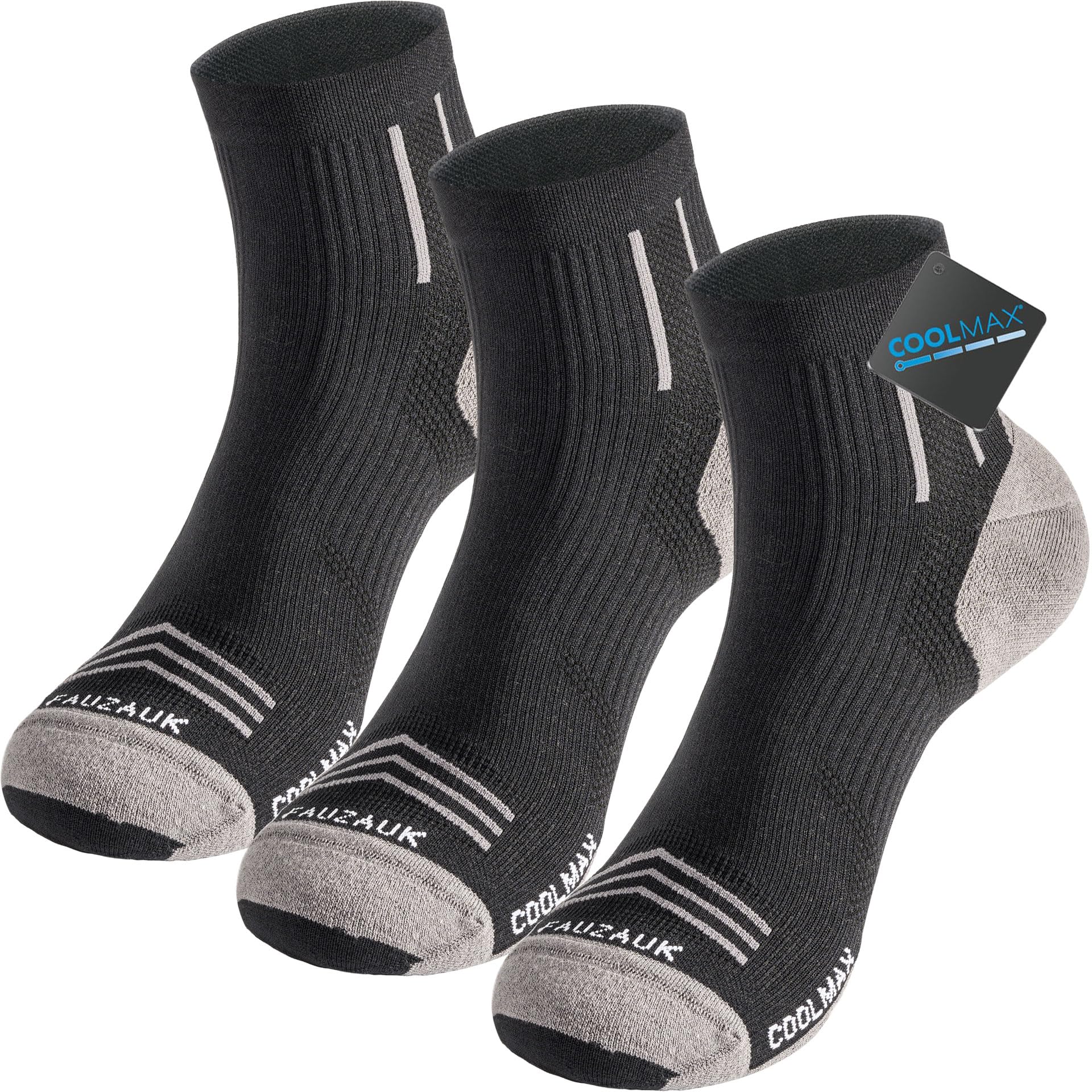 Fauzauk Coolmax Kompressions Laufsocken Herren Damen Atmungsaktive Sport Socken Anti-Blasen Kurze Sportsocken for Wandern Trekking Fahrrad 3 Paar