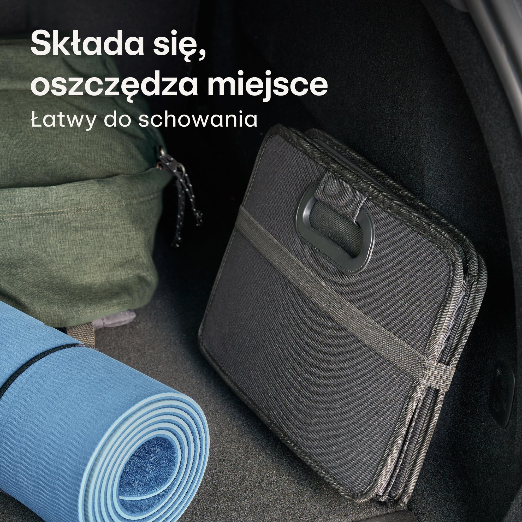 Praknu Organizer Bagażnika Składany XL – 3 Elastyczne Przedziały z 5 Kieszeniami – Antypoślizgowe Dno – Idealny Rozmiar do Organizacji Samochodu – Wytrzymały i Wodoodporny z Tkaniny Oxford