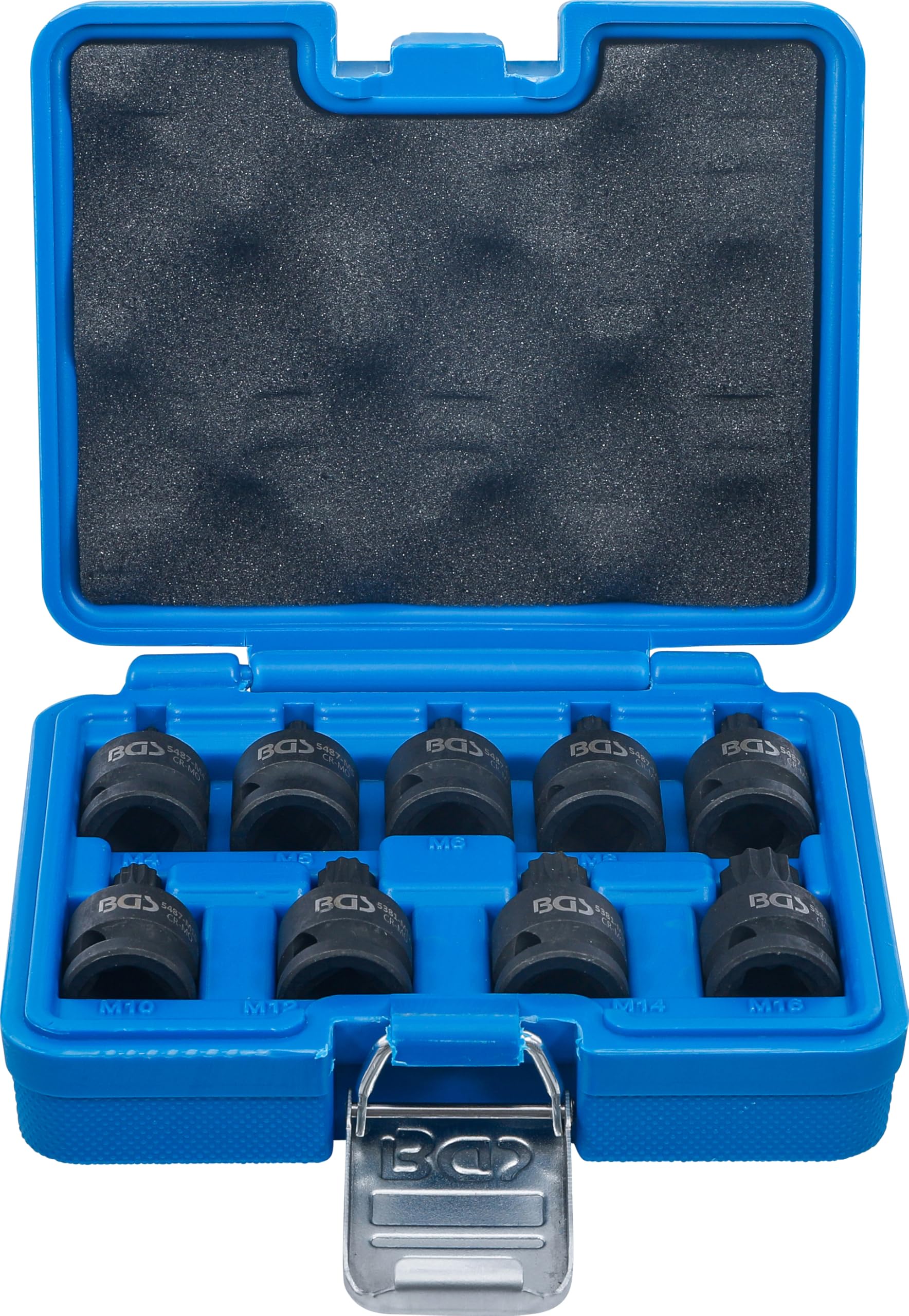 Bgs Multicoloured 5487 | Impact Bit Socket Set | 12.5 Mm (1/2") Drive | Spline (For Xzn) M4 - M16 | 9 Pcs.