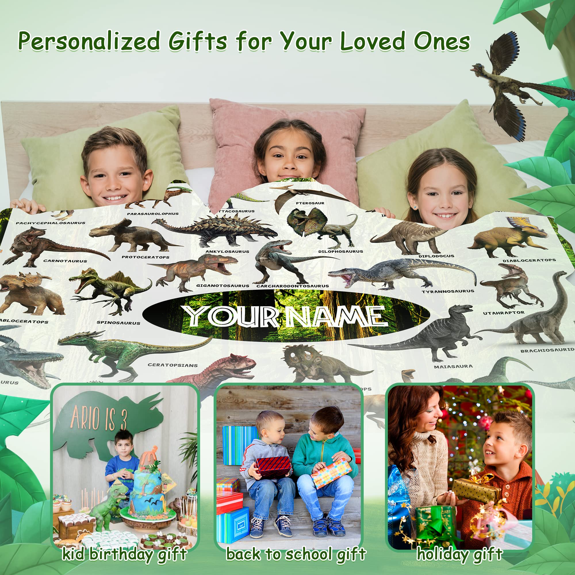 Kids Dinosaur Blanket - Soft Fluffy Pink Throw For Toddlers & Children, Cute Gift For Bed Or Couch - View #7