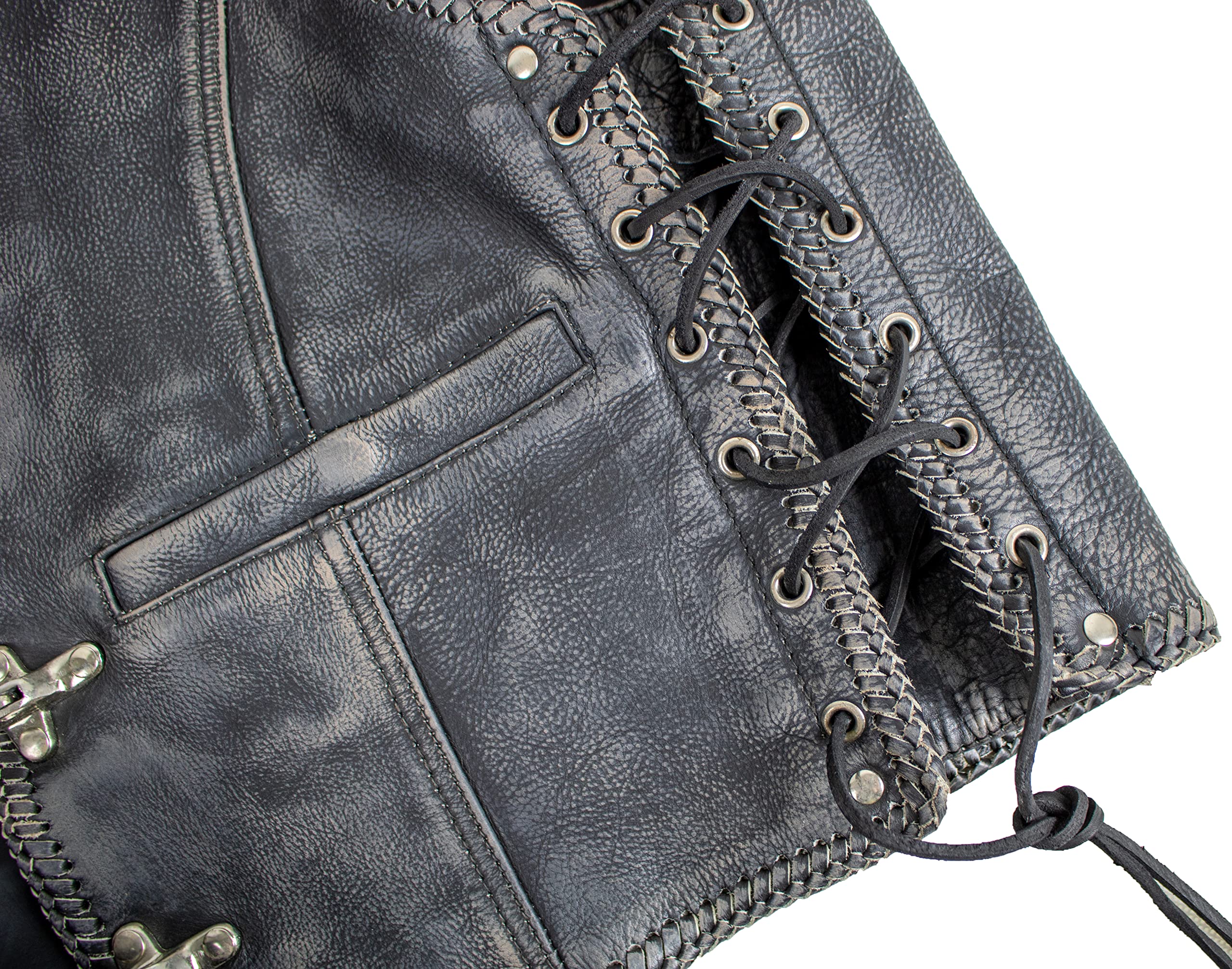MDM Gilet in pelle con aquila goffrata in pelle vintage, vintage, S