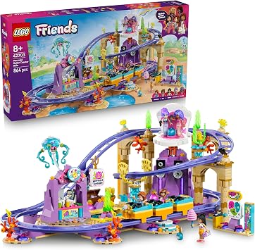 LEGO Friends Mermaid Roller Coaster Ride - Interactive Toy w/ 3 Cars, Shop, 5 Mini Dolls & Accessories - Birthday Gift Idea for 8+ Year Old Girls - 42703