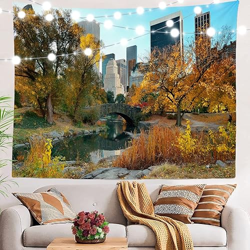 BaoNews Tapiz de otoño de la ciudad de Nueva York, Central Park en la ciudad de Nueva York, manteles grandes para colgar en la pared, mural,