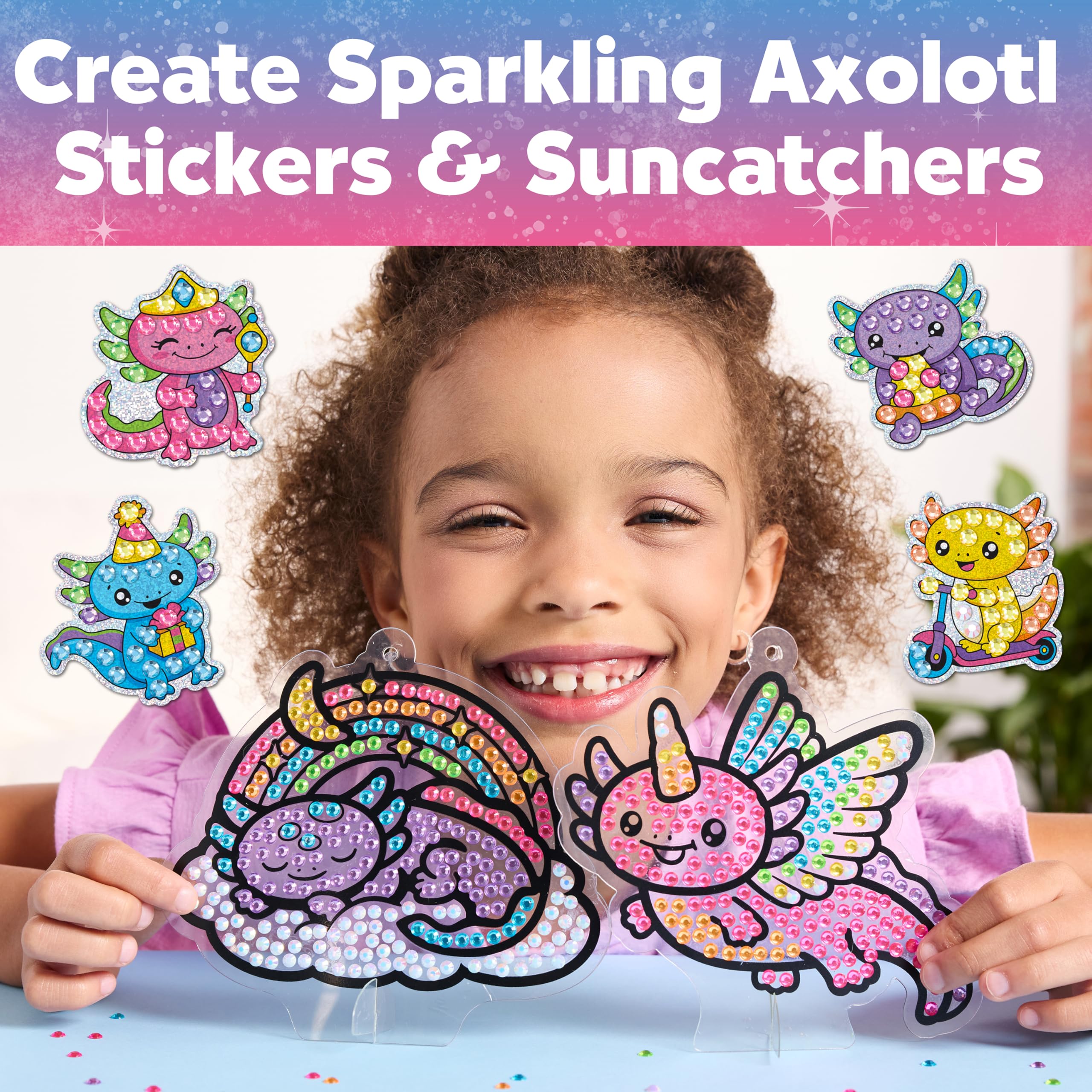 Creativity for Kids Big Gem Diamond Painting Kit: Axolotl Stickers & Suncatcher Kit - Boys and Girls Art & Craft, Axolotl Toys and Gifts for Kids (Ages 6+)